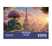 Illustration of The Eiffel Tower 1000 Pièces Carton Premium Lot de Puzzles Hilltop Fairytale Palace Stimulant Et Éducatif Jeu Familial Puzzles pour Adultes Et Enfants 52x38cm/1000pcs