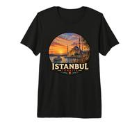 Illustration panoramique du Bosphore d'Istanbul Coucher de Soleil T-Shirt Haut de Gamme
