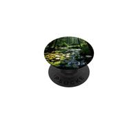 Illustration Paysage forêt cachée, étang, nénuphar PopSockets PopGrip Adhésif