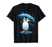 Illustration Pingouin de Dessin Animé avec Parapluie sous T-Shirt