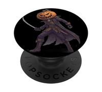 Illustration Pirate tête Citrouille avec épée et Manteau PopSockets PopGrip Adhésif