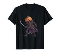 Illustration Pirate tête Citrouille avec épée et Manteau T-Shirt