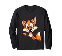 Illustration Renard Cartoon Personnage Curieux Manche Longue