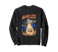 Illustration rétro Aliens Took My Brain UFO Abduction Sweatshirt