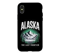 Illustration rétro d'Alaska The Last Frontier en Forme de lac de Montagne Coque pour iPhone X/XS