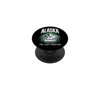 Illustration rétro d'Alaska The Last Frontier en Forme de lac de Montagne PopSockets PopGrip Adhésif