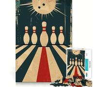 Illustration rétro de Bowling Puzzle de 1000 pièces pour Adultes Renforce la mémoire, soulage Le Stress Qualité supérieure Cadeau d'anniversaire Surprise (38x52cm)