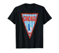 Illustration rétro de la Ligne d'horizon du Fanion de Chicago T-Shirt Graphique avec Valeur