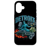Illustration rétro de Style Bootleg de Detroit Muscle Car City Coque pour iPhone 16