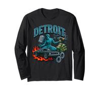Illustration rétro de Style Bootleg de Detroit Muscle Car City Manche Longue