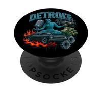Illustration rétro de Style Bootleg de Detroit Muscle Car City PopSockets PopGrip Adhésif