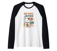 Illustration rétro du Japon Porte-Bonheur de l'esprit de Chat Manche Raglan