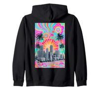 Illustration rétro d'un Palmier Arc-en-Ciel de Miami Sweat à Capuche