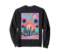 Illustration rétro d'un Palmier Arc-en-Ciel de Miami Sweatshirt