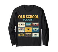 Illustration rétro d'une playlist à l'ancienne, mixtape funky Manche Longue