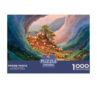 Illustration Rural Village 1000 Pièces Carton Extra-épais Coffret De Puzzles Mountain Cave Village Stimulant Et Éducatif Jeu Familial Puzzles pour Adultes Et Enfants 38x26cm/1000pcs