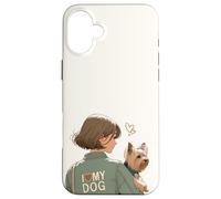 Illustration Silky Terrier Mom J'aime Mon Chien, Vue arrière Coque pour iPhone 16 Plus