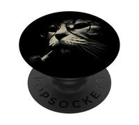Illustration sophistiquée et Amusante pour Amoureux des Chats de Style Vintage PopSockets PopGrip Adhésif