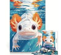 Illustration sous-Marine d'axolotl Puzzle de 1000 pièces pour Adultes Développe l'esprit d'analyse Passe-Temps paisible Assemblage serré Cadeau Festif (38x26cm)