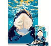 Illustration sous-Marine de Baleine Puzzle de 1000 pièces pour Adultes Jeu de réflexion Découpe précise Alignement Parfait Activité Amusante en Famille Activité Nocturne (38x52cm)