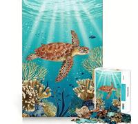 Illustration sous-Marine de Tortues Marines Puzzle de 1000 pièces pour Adultes Stimule la mémoire Moments de détente Bords Nets Cadeau raffiné (38x52cm)