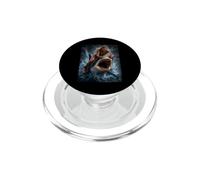 Illustration Surfer Girl Shark sautant Hors de l'eau pour l'océan PopSockets PopGrip pour MagSafe