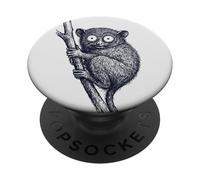 Illustration Tarsier - Rétro, Faune, Petit Singe Mignon PopSockets PopGrip Adhésif