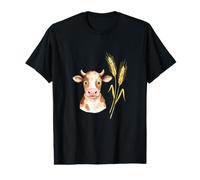 Illustration Tête de Veau Mignon et Épis de Blé T-Shirt Graphique avec Valeur