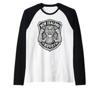 Illustration tribale du Bouclier de Guerrier Maori Haka néo-zélandais Rugby Manche Raglan
