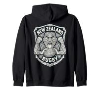 Illustration tribale du Bouclier de Guerrier Maori Haka néo-zélandais Rugby Sweat à Capuche