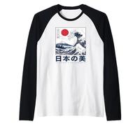 Illustration Vintage de Paysage Japonais Mont Fuji Voyage Manche Raglan