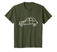 Illustration Vintage d'une 2CV pour Citroën T-Shirt, Enfant, Olive, 3 Ans