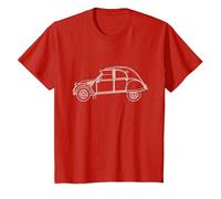 Illustration Vintage d'une 2CV pour Citroën T-Shirt, Enfant, Rouge, 8 Ans