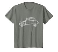 Illustration Vintage d'une 2CV pour Citroën T-Shirt, Enfant, Vert Kaki chiné, 6 Ans