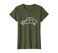 Illustration Vintage d'une 2CV pour Citroën T-Shirt, Femme, Olive, M