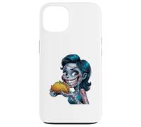 Illustration Zombie Fille Mangeant Taco Coque pour iPhone 13