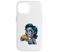 Illustration Zombie Fille Mangeant Taco Coque pour iPhone 14