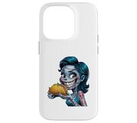 Illustration Zombie Fille Mangeant Taco Coque pour iPhone 14 Pro