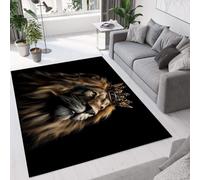 Illustrations d'animaux Sauvages Tapis Poils Courts Lion Féroce antidérapant Lavable en Machine pour Salon, Chambre à Coucher, Salle à Manger, Tanné,200×300cm