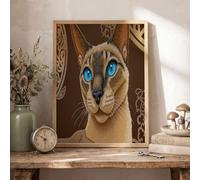 Illustrations d'animaux Tableau Sans Cadre Poster Mural Brun Portrait de chat siamois Affiche Peinture Mural Impression sur Toile Tableau Decoration Murale Salon Chambre Salle à manger 50 x 70 cm