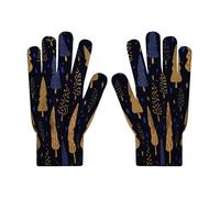 Illustrations D'Arbres Dessinés À La Main Mitaine d'hiver | Modèle D'Arbre De Noël Mitaines en tricot pour femme - Or Mitaines thermiques pour la course à pied, le sking