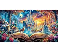 Illustrations de châteaux fantastiques avec Cascade en 4 Parties Puzzle 1000 pièces - Papier recyclé Jeu éduchatiF & Détente Cadeau pour Adultes et Enfants 38x26/1000pcs