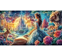 Illustrations de châteaux fantastiques avec Cascade en 4 Parties Puzzle 1000 pièces pour Adultes - Activité Familiale DéFi éduchatiF & Détente 38x26/1000pcs