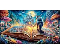 Illustrations de châteaux fantastiques avec Cascade en 4 Parties Puzzle 1000 pièces pour Adultes et Enfants - Jeu extrêmement Difficile & Stimulant Idée Cadeau Parfaite 38x52/1000pcs