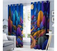Illustrations De Contes De Fées Rideau Occultant 2 Pièces a Oeillets, Rideaux Arbres Chemins, Thermique Isolant Anti Froid, Rideaux Opaque Intérieurs pour Chambre, 140L X 200H cm