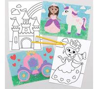 Illustrations des princesses en sable coloré Baker Ross - Images pré-conçues auto-adhésives pour l'art du sable pour enfants (Paquet de 8)