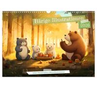 Illustrations d'ours (calendrier mural 2026 DIN A3 paysage) calendrier mensuel CALVENDO