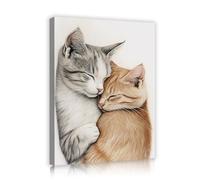 Illustrations murales d’animaux mignonnes chats s’embrassant toiles sommeil pour une chambre douillette salon salon café affiches toiles couple pour animaux compagnie affiche 50x70cm cadre intérieur