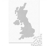 Illustré avec United Kingdom Map Dot Matrix Puzzle en Bois, 1000 pièces