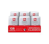 illy, Café en Capsules Iperespresso CLASSICO, 108 Capsules au Total | 100% Arabica avec Notes de Fleur d'Oranger et de Jasmin, Goût Doux et Arrière-goût Sucré, 6 Paquets de 18